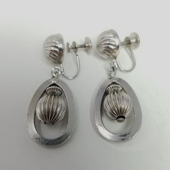 Vintage Coro Dangle Clip On Earrings Mid-century Style Design, Retro Estate - Picture 2 of 6